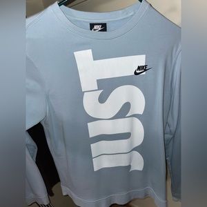 Nike Crew Neck Sweatshirt Just Do It Light Blue Embroidered Nike Logo Adult M
